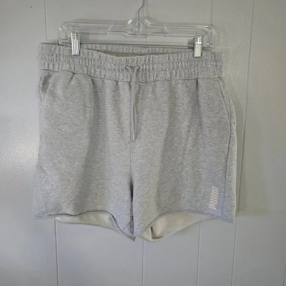 Puma Sweat Shorts Mens XL Gray Good French Terry Drawstring Athletic Logo - Picture 1 of 7